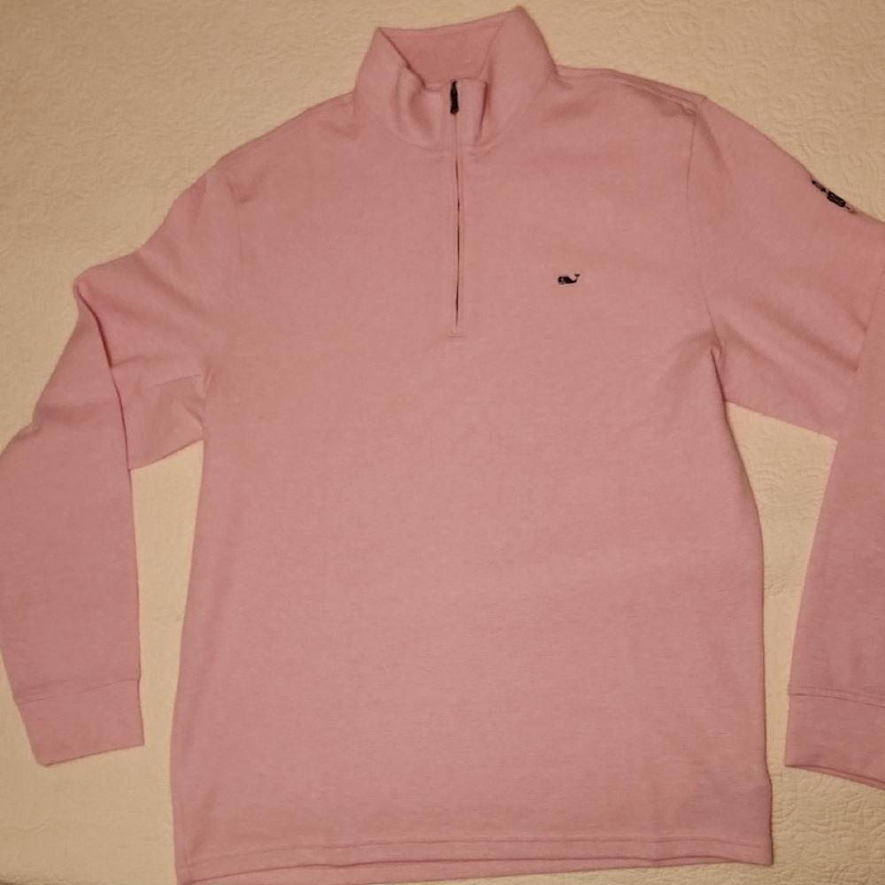Vineyard Vines Men's Light Pink Zip-Up Sweater